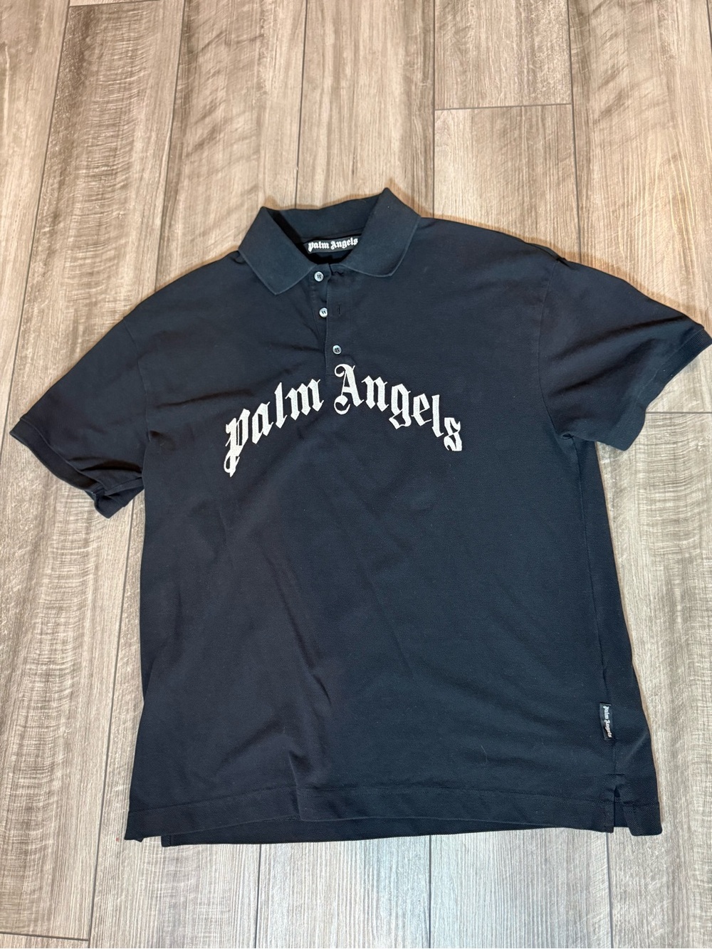 Palm Angels Black Polo with White Gothic Logo